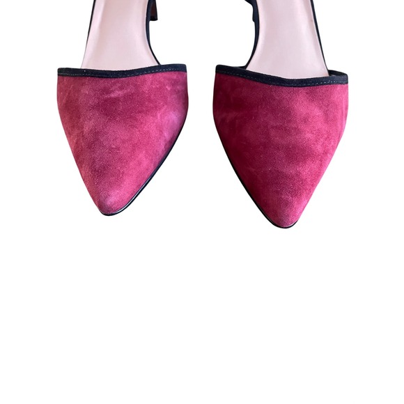 Franco Sarto Darlis Burgundy Suede Lace Up Ankle Tie Kitten Heel Pumps Mens 8.5M - Picture 8 of 8